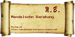 Mendelsohn Barakony névjegykártya